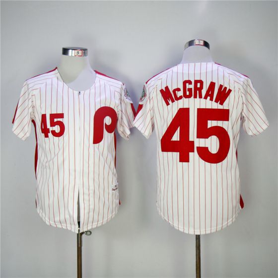 Men Philadelphia Phillies #45 Mcgraw Red 1983 Throwback Zipper Edition MLB Jerseys->philadelphia phillies->MLB Jersey